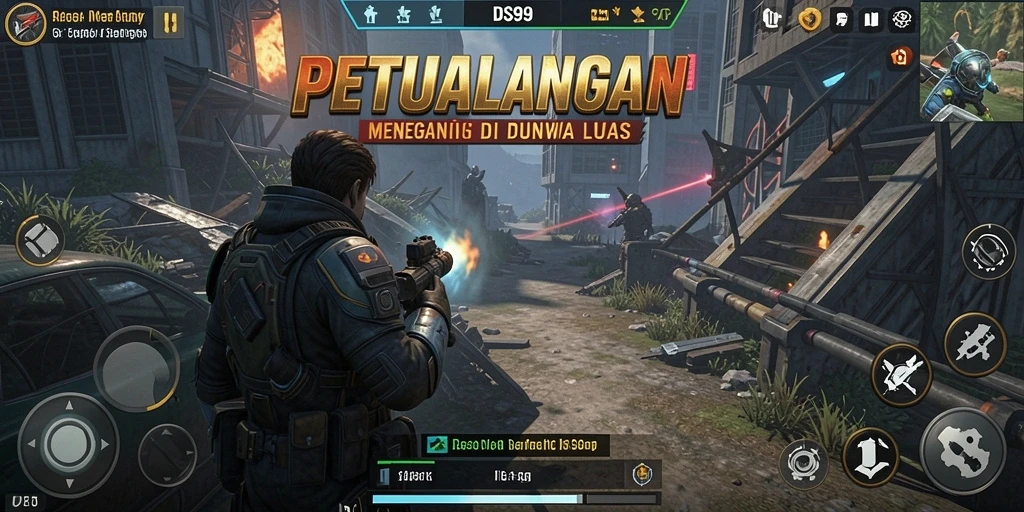 Tampilan gameplay DS99 dengan aksi petualangan yang seru.