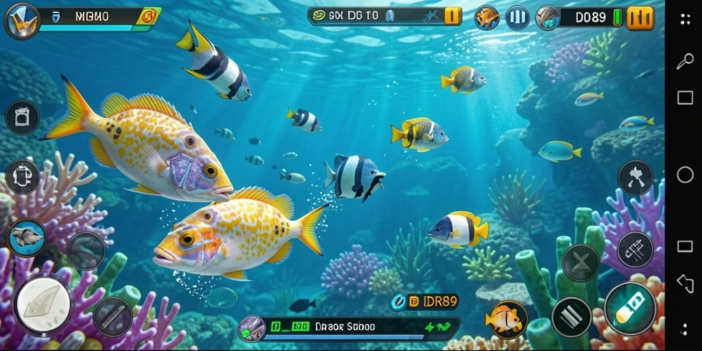 Gameplay seru dari IDR89 saat menembak ikan berwarna-warni.