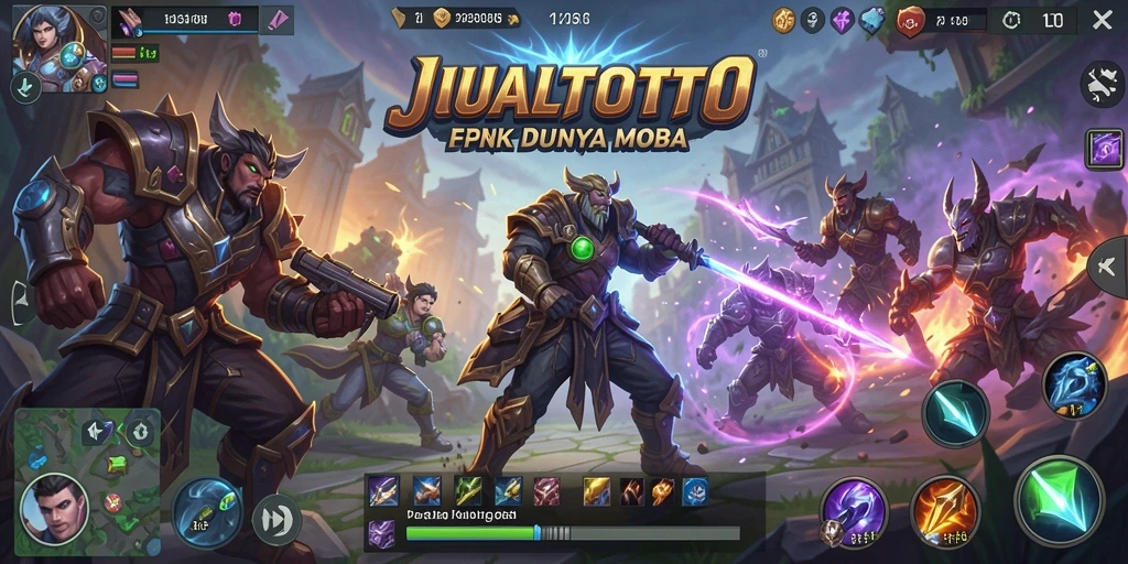 Tampilan gameplay seru dalam JUALTOTO di arena MOBA.