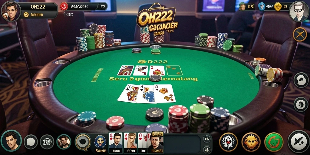 Tampilan gameplay Poker yang seru dan interaktif di OH222.