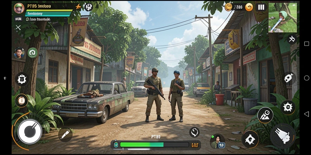 Gameplay PT89 yang penuh aksi dan strategi simulasi kehidupan.