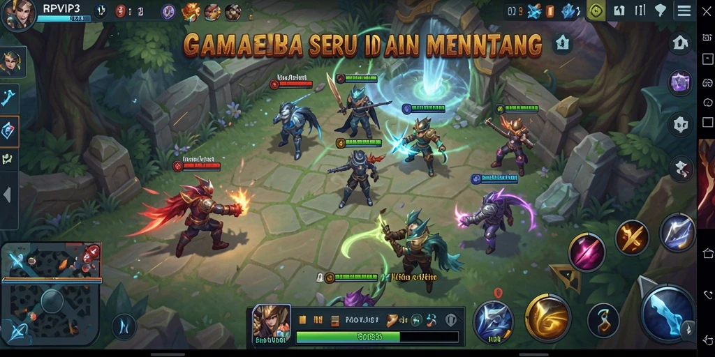 Screenshot RPVIP3 menampilkan aksi seru dalam gameplay MOBA.