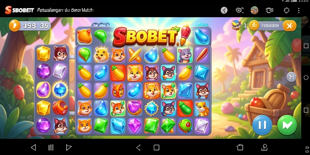Tampilan gameplay menarik dari SBOBET dalam kategori Match-3.