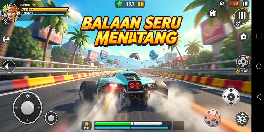 Tampilan gameplay SERURP yang menarik dan penuh aksi balapan.