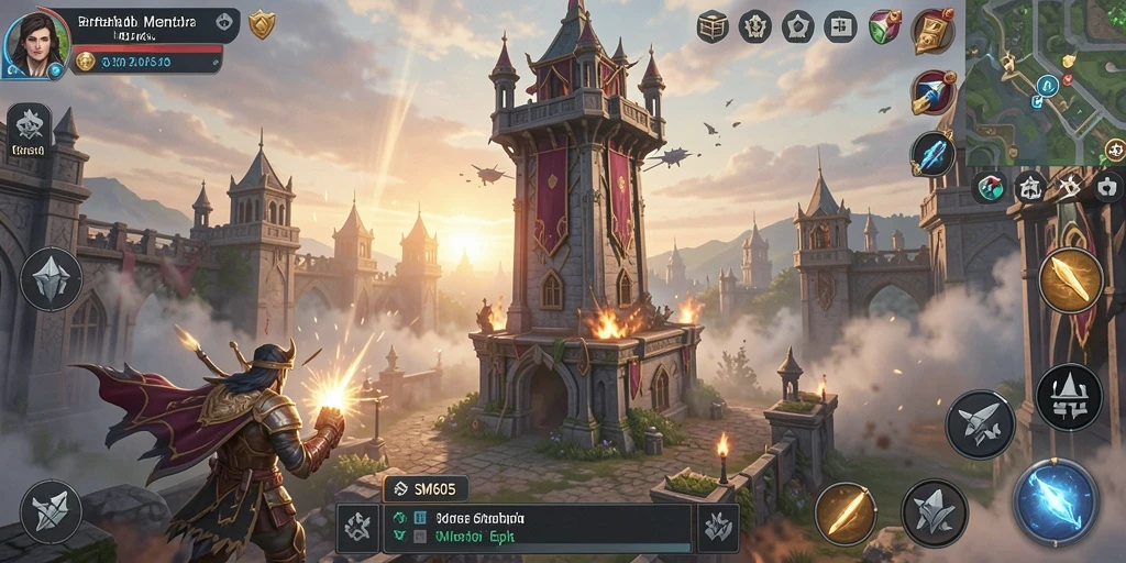 Tampilan gameplay menara pertahanan SM605 dengan aksi menyenangkan.