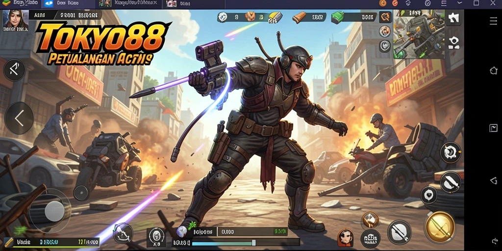 Screenshot menampilkan aksi pertempuran seru dalam gameplay ARPG TOKYO88.