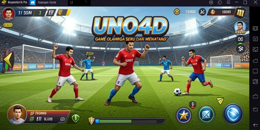 Tampilan gameplay yang dinamis di <strong>UNO4D</strong>, menampilkan aksi olahraga seru.