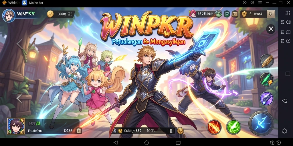 Tampilan screen gameplay WINPKR dengan karakter anime yang dinamis dan menawan.